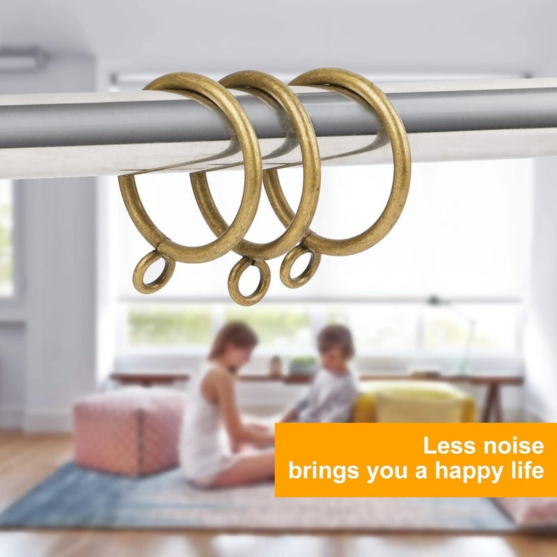 Hanitronic Antique Brass Curtain Rings with Eyelets for Up to 1.0-inch Curtain Rods (Set of 30 PCS Curtain Rings) - Image 4